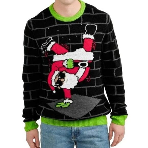 Club Claus Break Dance Ugly Christmas Sweater Mens Small - Picture 1 of 7